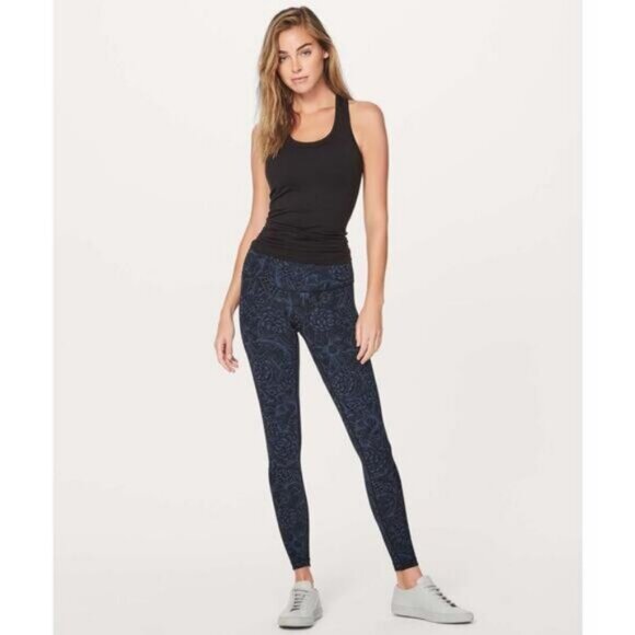 Lululemon Wunder Under Low-Rise Tight 28" Nouveau Mach Blue Black Size 6 - Picture 3 of 10